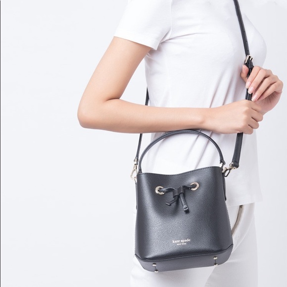 ♠️Kate Spade Eva Small Bucket Crossbody Bag Black NWT - Picture 8 of 10